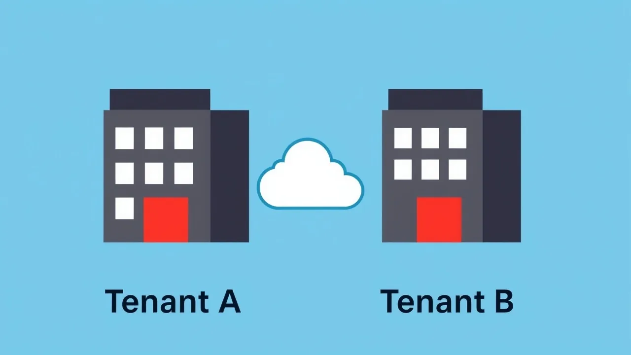Two office buildings labeled Tenant A and Tenant B are shown next to a cloud icon.