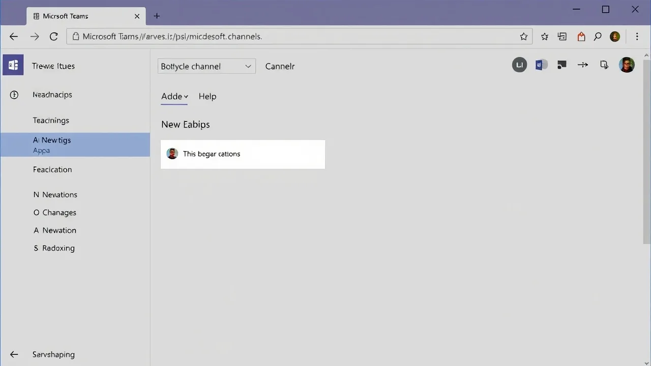 A browser window displays Microsoft Teams as a new tab is being added to the channel.
