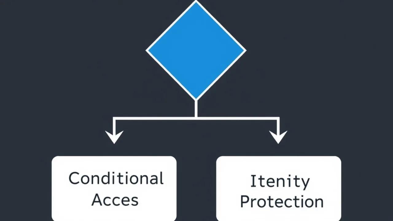 A flowchart with a decision diamond pointing to two boxes labeled