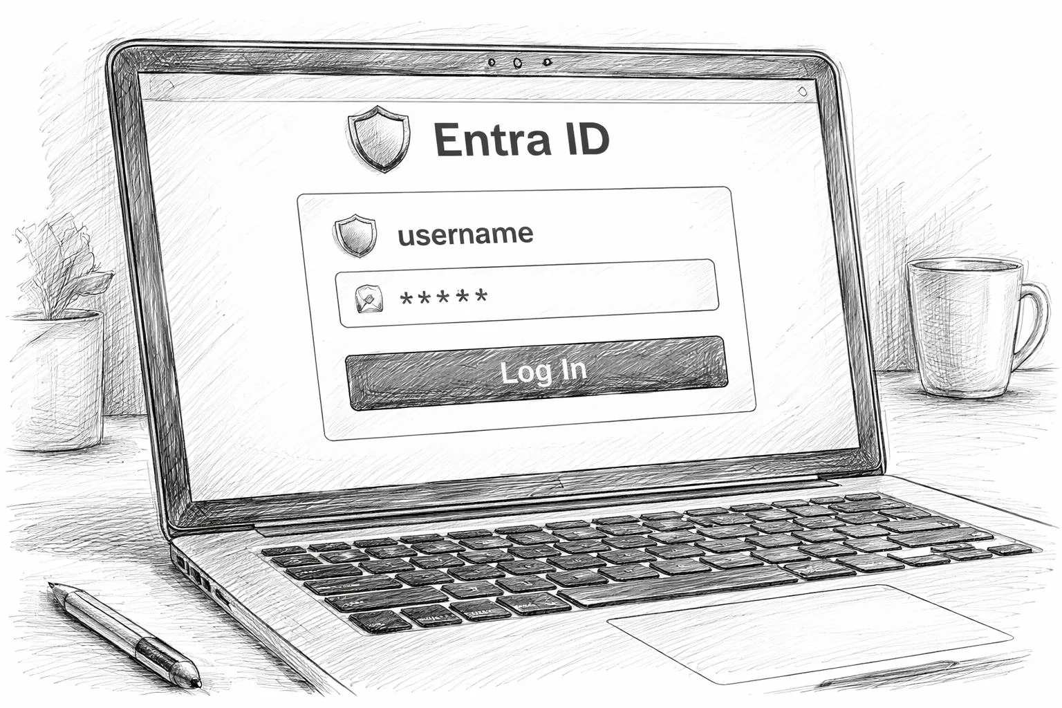 A close view of a laptop screen showing a login page labeled